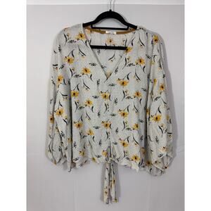 Maurice’s Floral Tie Front Blouse 2X, Long Sleeve, 100% Rayon